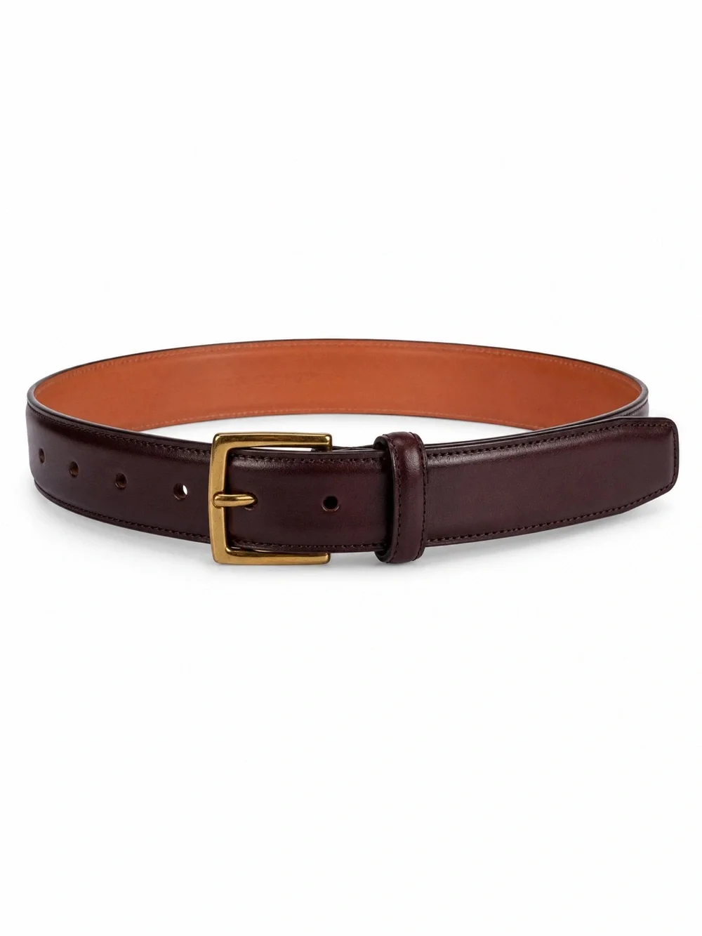 Trafalgar Cortina Leather Belt Men’s Size 42 Mahogany Brown Gold Buckle